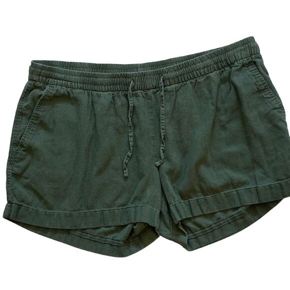 Old Navy Olive Green Linen Blend High Rise Pull On Shorts, Size XL - Picture 1 of 10
